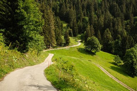 Empty Mountain Road In Swiss Alps Stock Photo Image Of Journey