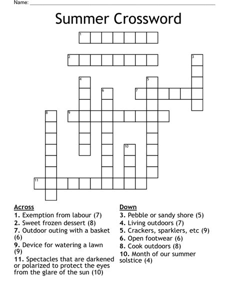 Printable Summer Crossword Puzzles Printable World Holiday