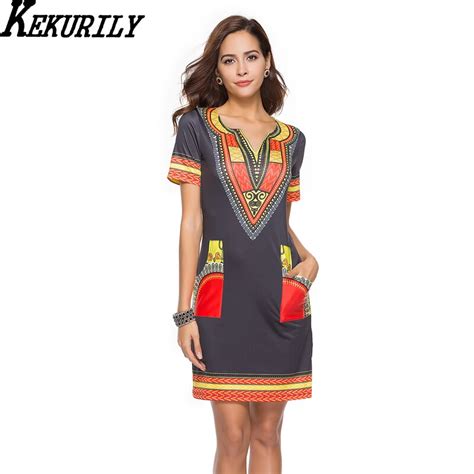 Buy Kekurily Ethnic Style Print Dashiki Dress Women
