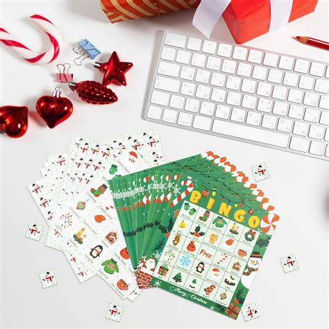Watinc 41pcs Christmas Bingo Game For Christmas Party Christmas Bingo