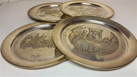 4 Vintage Danbury Mint Sterling Silver Commemorative Plates 969 Grams