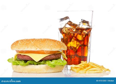 Cheeseburger Soda And French Fries Stock Photo Image Of Cola