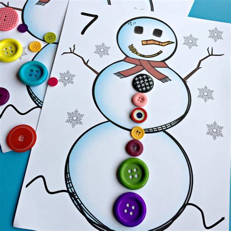 Snowman Count And Match Button Math Activity 1 30