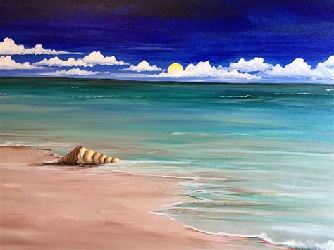 Little Seashell By Karren Ryan Paint Nite Paintings Beach Painting