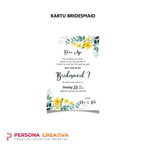 Jual Kartu Bridesmaid Bridesmaid Card X Cm Model Shopee