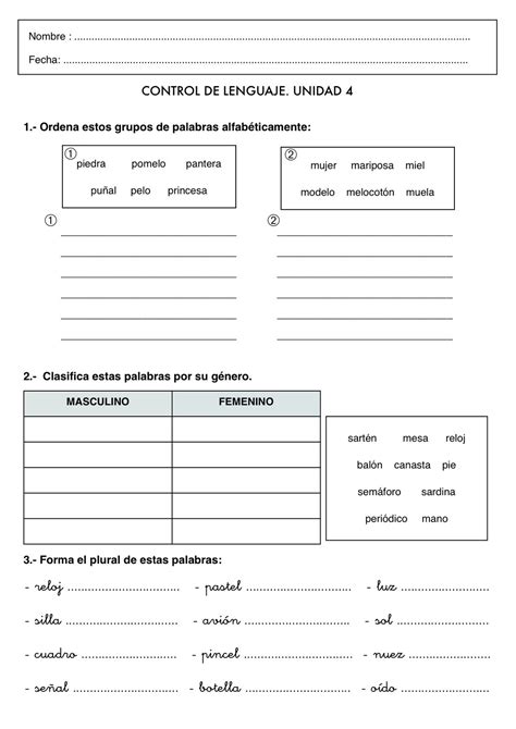 Ejercicios De Lengua Para Niños De Primaria Para Imprimir F28