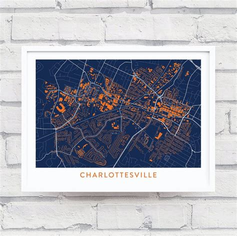 Charlottesville Virginia Map Poster College Town Map Ts Etsy