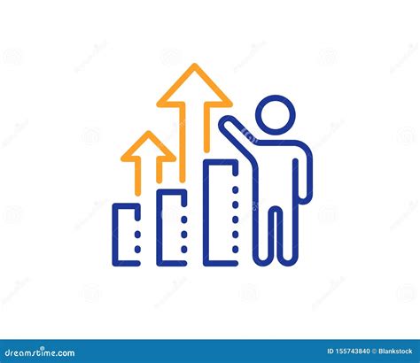 Employee Results Line Icon Work Result Sign Statistics Chart Vector