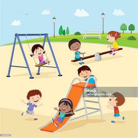 Playground Kids At The Playground Stock Illustration Download Image