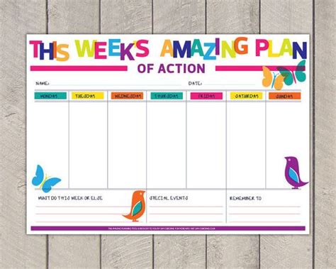 Printable Weekly Planner Pdf Diy Organiser To Do List Etsy Weekly