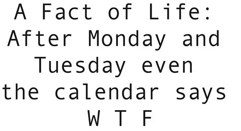 A Fact Of Life After Monday And Tuesday Even The Calendar Says Wtf