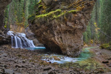 Download Hintergrund Johnston Canyon Banff Park Kanada Wasserfall