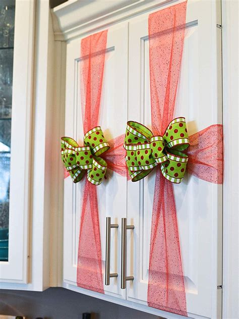 Remove all the stored material from above and below the shelf you intend to move. Set Of Kitchen Cabinet Christmas Bows Christmas Decor ...