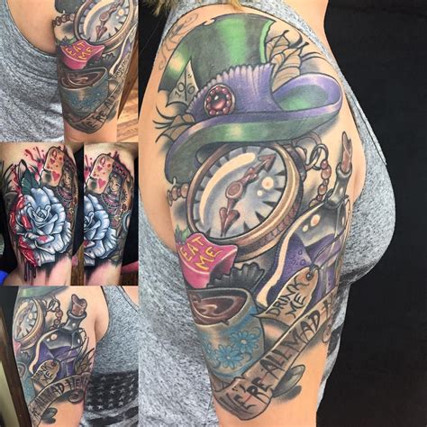 Jhonen vasquez inspired alice in wonderland tattoo sleeve. 105+ Fairy Alice in Wonderland Tattoo - Designs & Ideas 2019 | Sleeve tattoos, Alice and ...