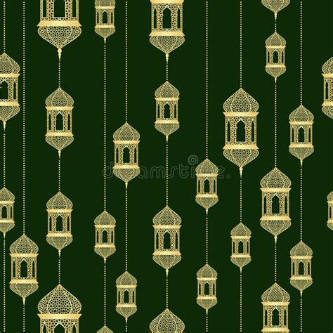 Ramadan Seamless Pattern Ramadan Seamless On Green Background Vector