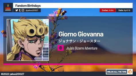 Happy Birthday Giorno Giovanna 2022 Anime Amino