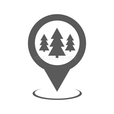 Black Location Of The Forest On A Map Icon Isolated On White Background