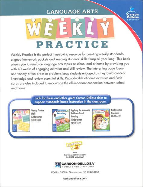 Language Arts Weekly Practice Kindergarten Carson Dellosa