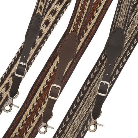 Basketweave Leather Western Suspenders Suspenderstore