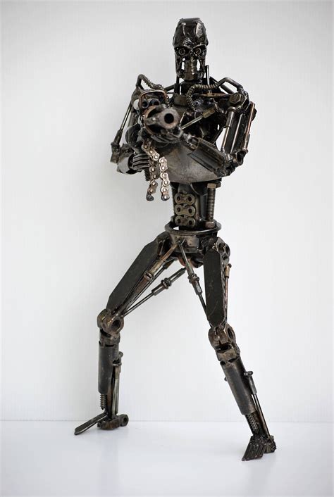 Terminator Metal Sculpture Skull Man Model Recycled Handmade Etsy
