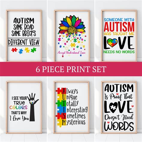 Printable Autism Awareness 6 Print Set Kids Playroom Inspiring Print