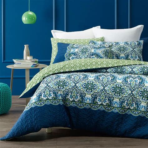 Bedding, bath, home decor, furniture, outdoor, bed basics Phase 2 Morocco Blue Green White Quilted Quilt Doona Cover ...