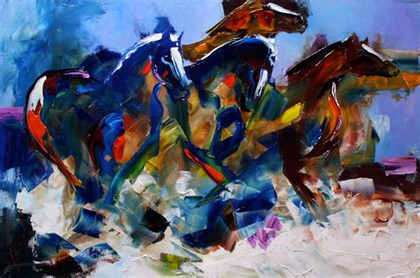 Losing The Race Contemporary Abstract Horse Paintings By Laurie Pace