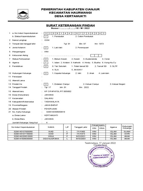 Blangko Surat Keterangan Pindah Pdf