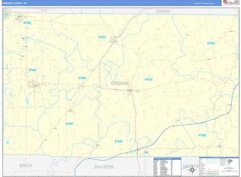 Greene County In Zip Code Wall Map Basic Style By Marketmaps Mapsales
