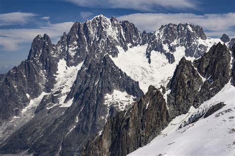 Beautiful Scenery Of The Great Mountain Peaks In The Mont Blanc Stock
