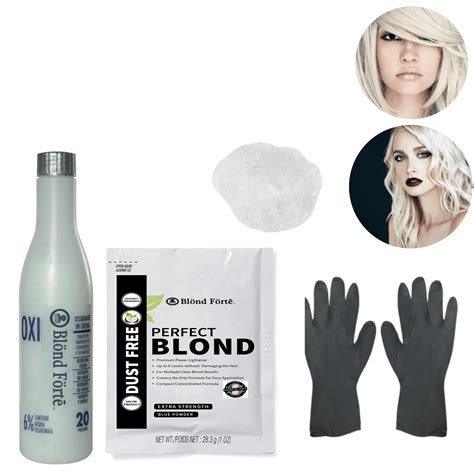 Perfect Blond Diy Hair Lightener Bleaching Powder Kit 40 Vol Developer Brush And Gloves White
