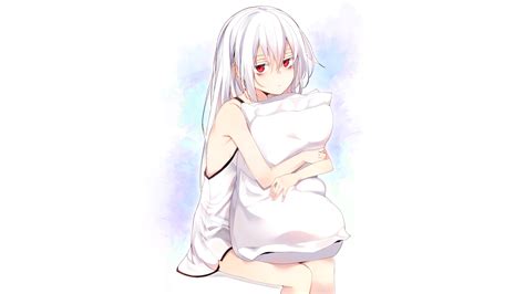 Aliasing Dress Long Hair Original Otokuyou Photoshop Red Eyes Shiroi Ko Otokuyou White White