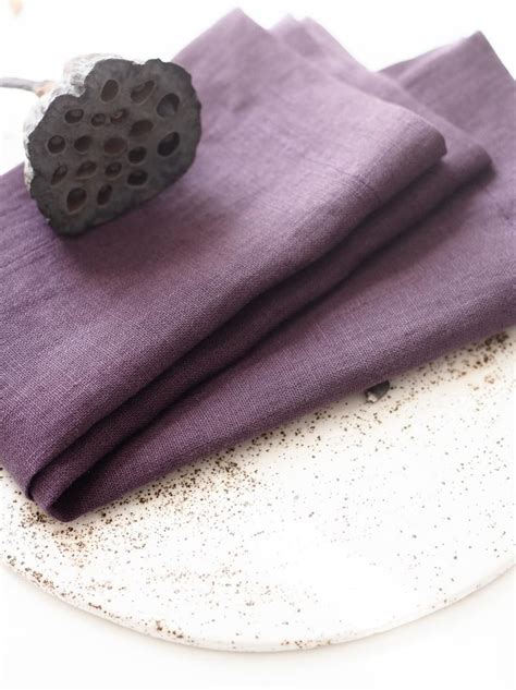 Plum Linen Napkins Set Natural Linen Wedding Napkins Etsy Linen