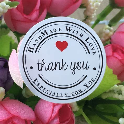 100pcslot Thank You Sticker Handmade With Love Self Adhesive Sticker