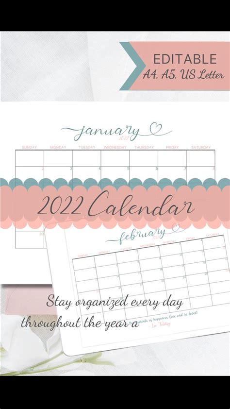 Printable 2022 Calendar With Inspirational And Motivational Quotes And