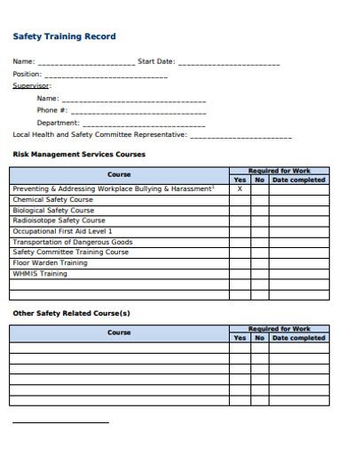 Training Record 17 Examples Format Pdf Examples