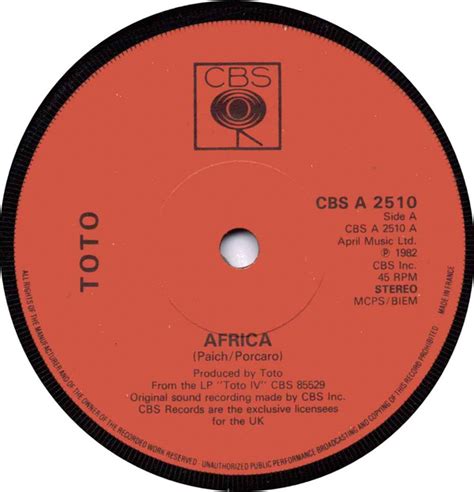 Toto Africa 1982 Orange Label Vinyl Discogs