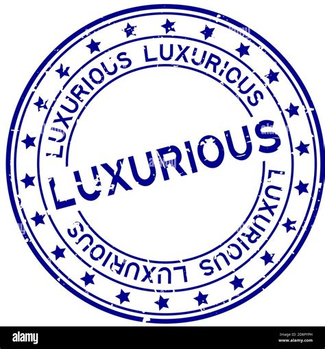 Grunge Blue Luxurious Word Squre Rubber Seal Stamp On White Background