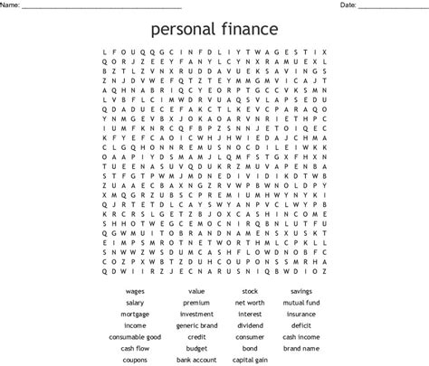 Personal Finance Word Search Wordmint Word Search Printable