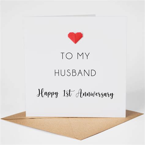 One Year Paper Wedding Anniversary Card For Husband By Hope And Love