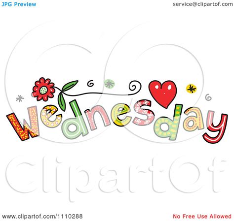 Clipart Colorful Sketched Wednesday Text Royalty Free Vector
