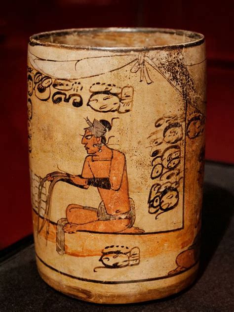 Ceremonial Cylinder Vessel Court Scene Maya Culture Mexico Classic