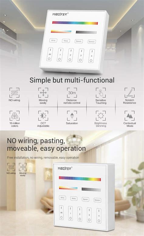 Buy Lgidtech B4 Miboxer 4 Zone Wall Mounted Smart Panel Controller Dc 3v Only Work With Rgb Cct
