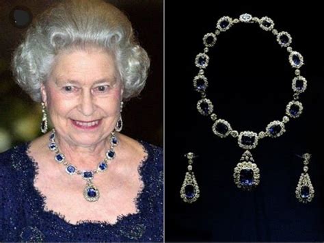Queen Elizabeth Wearing Diamond And Sapphiresuploaded By