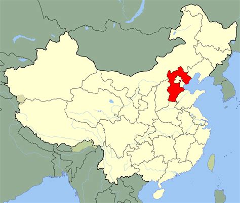 China Hebei Location Map Mapsofnet