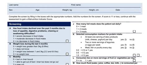Nutritional Assessment Form Fill Out Printable Pdf Forms Online