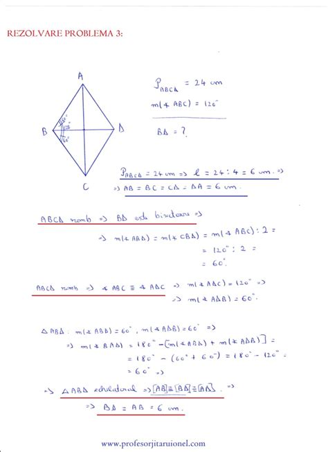 Rombul Proprietati Si Probleme Rezolvate Geometrie Clasa A 7 A