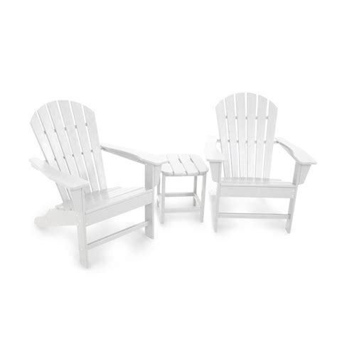 Polywood South Beach White Adirondack 3 Piece Set With Two Chairs