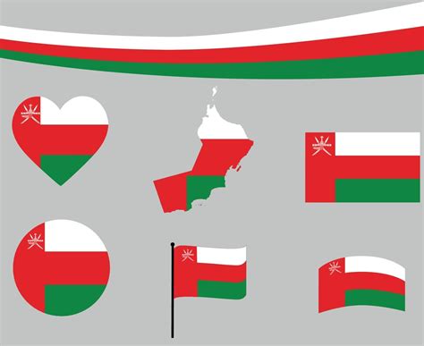 Oman Flag Map Ribbon And Heart Icons Vector Abstract 3083515 Vector Art