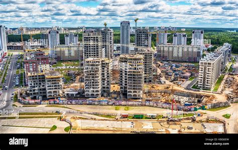 Minsk Belarus Construction Of Multi Stored Houses In New Part Of City